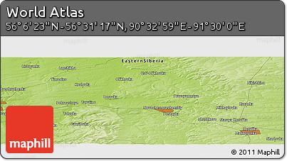 Physical Panoramic Map of the Area around 56° 18' 50" N, 91° 1' 30" E