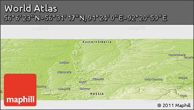 Physical Panoramic Map of the Area around 56° 18' 50" N, 91° 52' 30" E