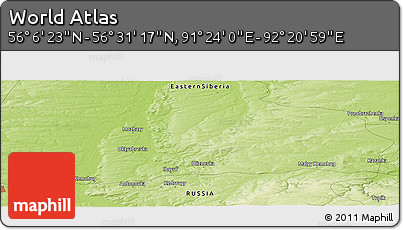 Physical Panoramic Map of the Area around 56° 18' 50" N, 91° 52' 30" E