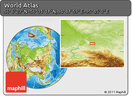 Physical Location Map of the Area around 56° 18' 50" N, 95° 16' 30" E