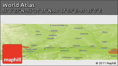 Physical Panoramic Map of the Area around 56° 18' 50" N, 95° 16' 30" E