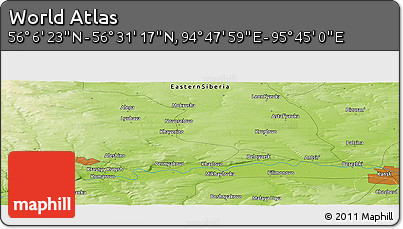 Physical Panoramic Map of the Area around 56° 18' 50" N, 95° 16' 30" E