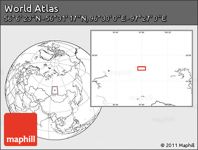 Blank Location Map of the Area around 56° 18' 50" N, 96° 58' 29" E