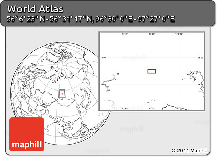 Blank Location Map of the Area around 56° 18' 50" N, 96° 58' 29" E