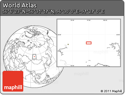 Blank Location Map of the Area around 56° 18' 50" N, 96° 58' 29" E