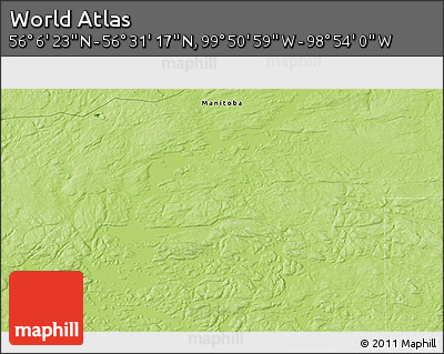 Physical 3D Map of the Area around 56° 18' 50" N, 99° 22' 30" W