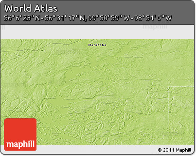 Physical 3D Map of the Area around 56° 18' 50" N, 99° 22' 30" W