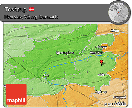 Political 3D Map of Tostrup