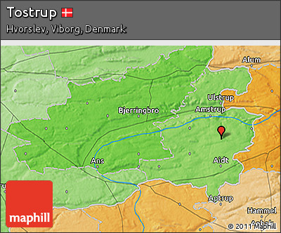 Political 3D Map of Tostrup