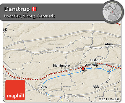 Shaded Relief 3D Map of Danstrup