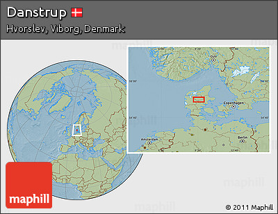 Savanna Style Location Map of Danstrup, hill shading