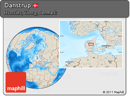 Shaded Relief Location Map of Danstrup