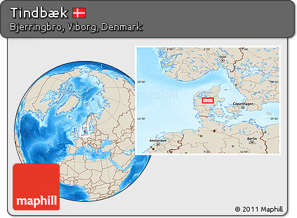 Shaded Relief Location Map of Tindbæk