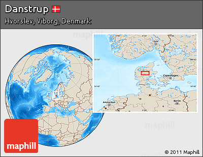 Shaded Relief Location Map of Danstrup