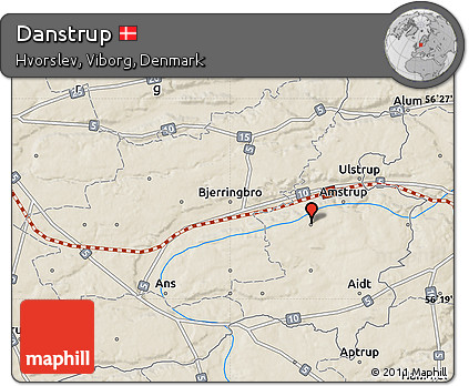 Shaded Relief Map of Danstrup