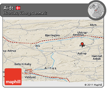 Shaded Relief Panoramic Map of Aidt