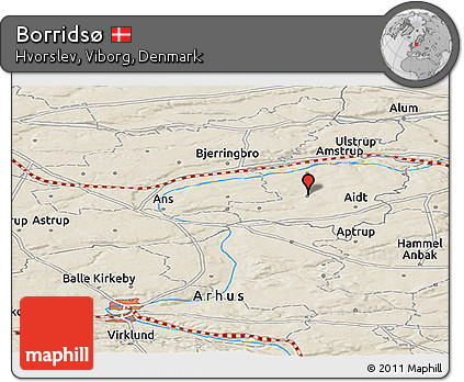 Shaded Relief Panoramic Map of Borridsø