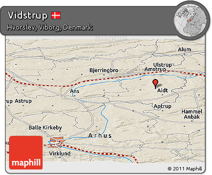 Shaded Relief Panoramic Map of Vidstrup