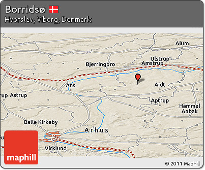 Shaded Relief Panoramic Map of Borridsø