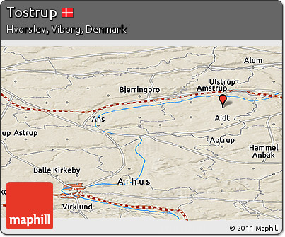 Shaded Relief Panoramic Map of Tostrup