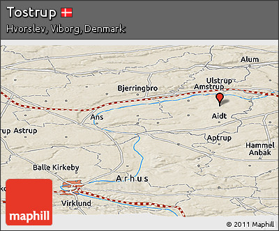 Shaded Relief Panoramic Map of Tostrup