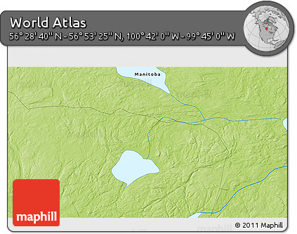 Physical 3D Map of the Area around 56° 41' 3" N, 100° 13' 29" W