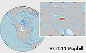 Gray Location Map of the area around 56° 41' 3" N, 100° 13' 29" W, hill shading