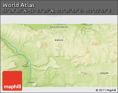 Physical 3D Map of the Area around 56° 41' 3" N, 102° 4' 29" E