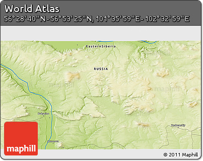 Physical 3D Map of the Area around 56° 41' 3" N, 102° 4' 29" E