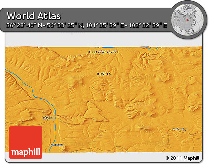 Political 3D Map of the Area around 56° 41' 3" N, 102° 4' 29" E