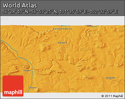 Political 3D Map of the Area around 56° 41' 3" N, 102° 4' 29" E