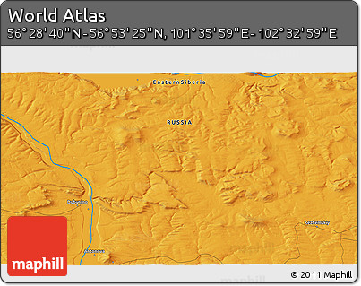 Political 3D Map of the Area around 56° 41' 3" N, 102° 4' 29" E