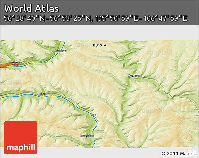 Physical 3D Map of the Area around 56° 41' 3" N, 106° 19' 29" E