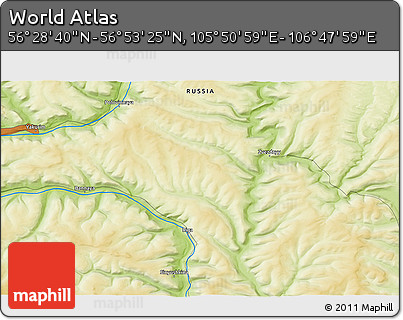 Physical 3D Map of the Area around 56° 41' 3" N, 106° 19' 29" E