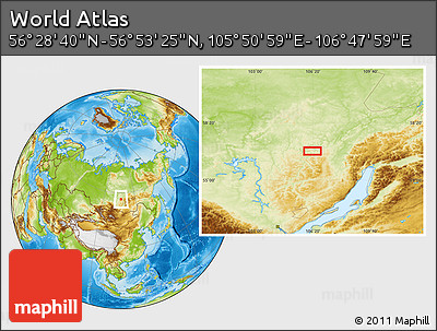 Physical Location Map of the Area around 56° 41' 3" N, 106° 19' 29" E