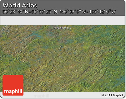Satellite 3D Map of the Area around 56° 41' 3" N, 106° 10' 30" W