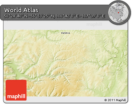 Physical 3D Map of the Area around 56° 41' 3" N, 107° 10' 30" E