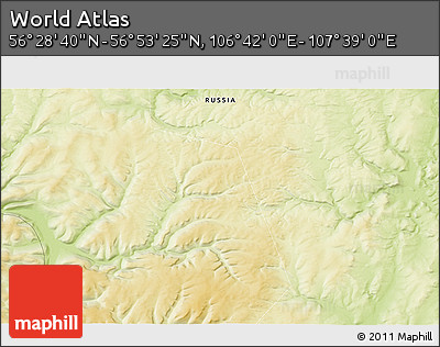 Physical 3D Map of the Area around 56° 41' 3" N, 107° 10' 30" E