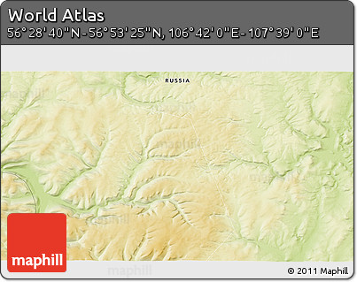 Physical 3D Map of the Area around 56° 41' 3" N, 107° 10' 30" E