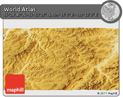 Physical 3D Map of the Area around 56° 41' 3" N, 109° 43' 29" E