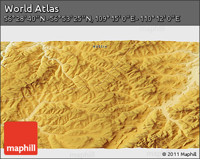 Physical 3D Map of the Area around 56° 41' 3" N, 109° 43' 29" E