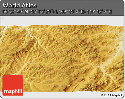 Physical 3D Map of the Area around 56° 41' 3" N, 109° 43' 29" E