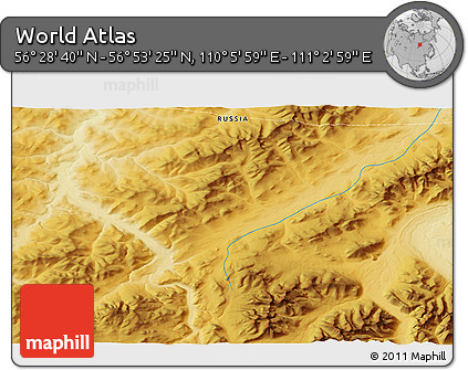 Physical 3D Map of the Area around 56° 41' 3" N, 110° 34' 29" E