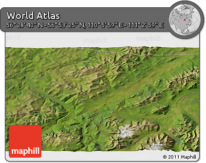 Satellite 3D Map of the Area around 56° 41' 3" N, 110° 34' 29" E