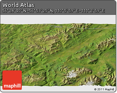 Satellite 3D Map of the Area around 56° 41' 3" N, 110° 34' 29" E