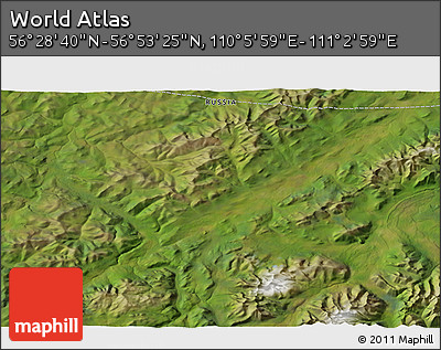Satellite 3D Map of the Area around 56° 41' 3" N, 110° 34' 29" E