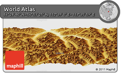 Physical Panoramic Map of the Area around 56° 41' 3" N, 113° 7' 30" E