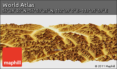Physical Panoramic Map of the Area around 56° 41' 3" N, 113° 7' 30" E