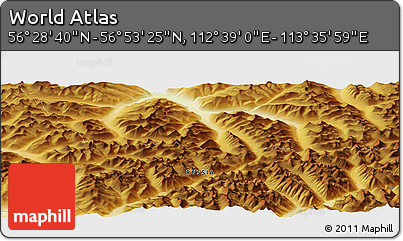 Physical Panoramic Map of the Area around 56° 41' 3" N, 113° 7' 30" E