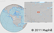 Gray Location Map of the area around 56° 41' 3" N, 116° 22' 30" W, hill shading